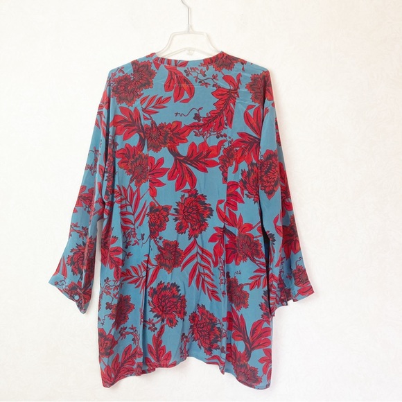 Johnny Was Pete & Greta Silk Floral Print Salon Long Sleeve Blouse Size 2X - Picture 6 of 11